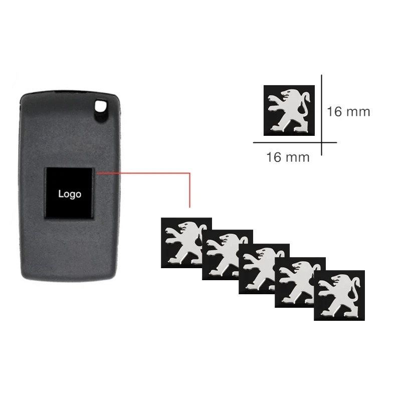 Aluminum Car Remote Key Emblem Stickers For Peugeot 206 207 308 307 208 107 508 301 406 607 106 407 205 3008 408 5/10Pcs