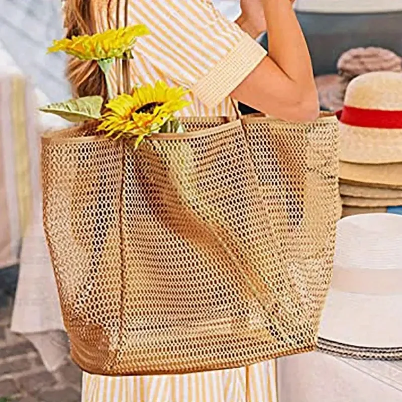 Mesh Beach Tote bag for Womens Shoulder Handbag Causal Hobo Pool Bags travel beach swimming bowls beach bags