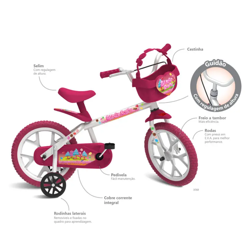 Bicicleta para niños Rosa Aro 14 juego dulce Bandeirante|Muñecas| -  AliExpress