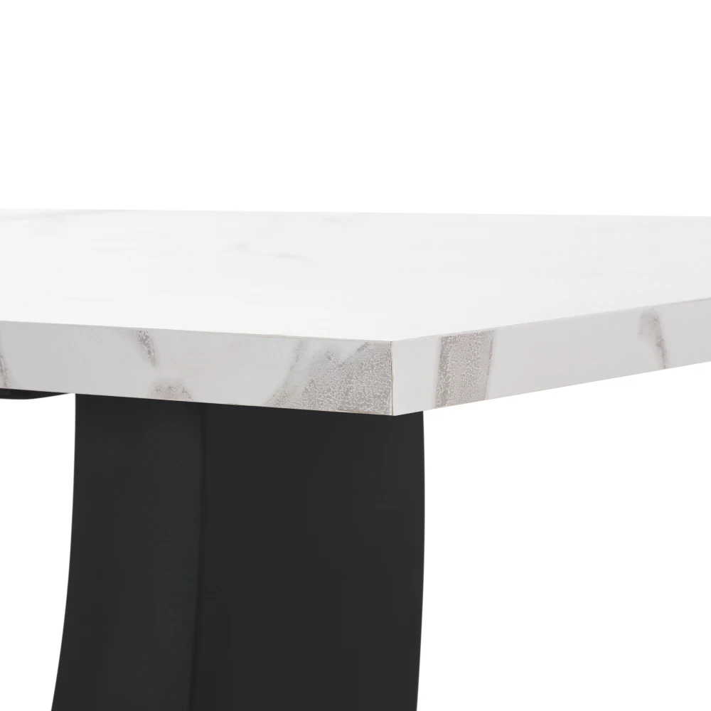 Esstisch-Set (5-teilig), Esstisch-Set mit 4 Stühlen, Küchentisch im U-förmigen Design, marmorierte Arbeitsplatte, Samtstühle – Detail 15