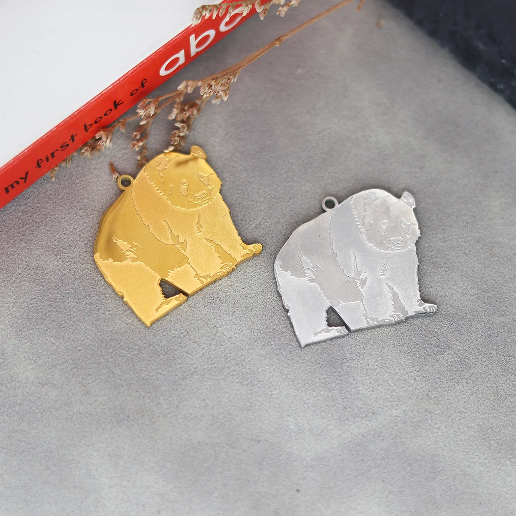 

2PCS Lovely giant panda Pendant DIY Stainless Steel Gift For Women Men Charm Pendant For Bracelet Jewelry Findings