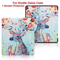 Premium PU Leather Book Cover with Screen Protector and Auto Sleep/Wake Function - Kindle oasis 7inch (Lucky Deer)