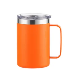 Insulated Stainless Steel Travel Tumbler - 16oz, BPA - Free with Handle and Lid - 16 oz (Orange)