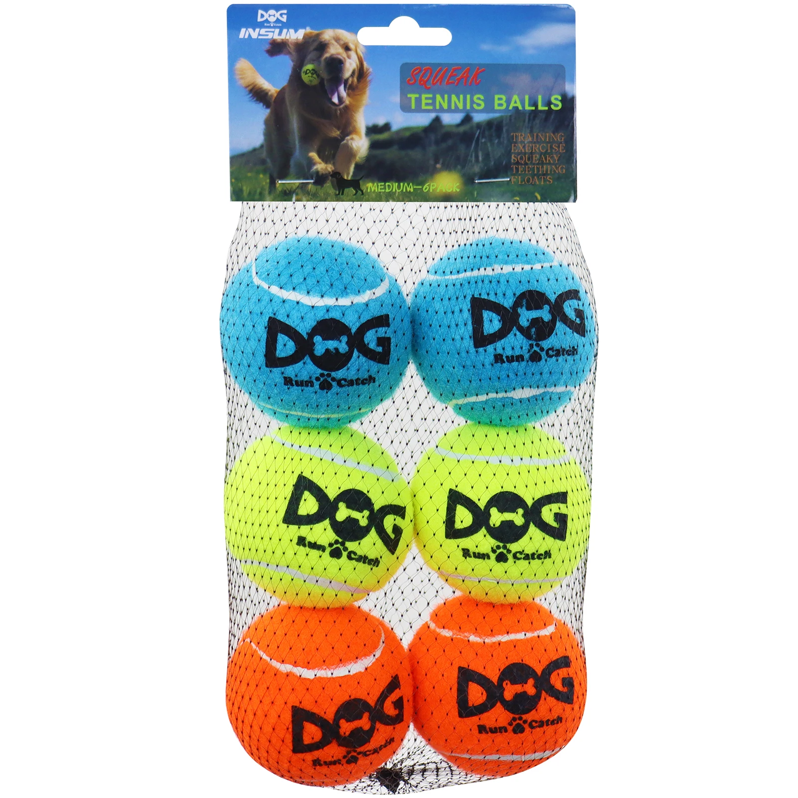 Squeaky Tennis Ball Dog Toys 2~6Pcs 2.5" Balls for Medium Dogs Pet Safe Non-Toxic Industrial Strength Felt Rubber Dog Toy Balls