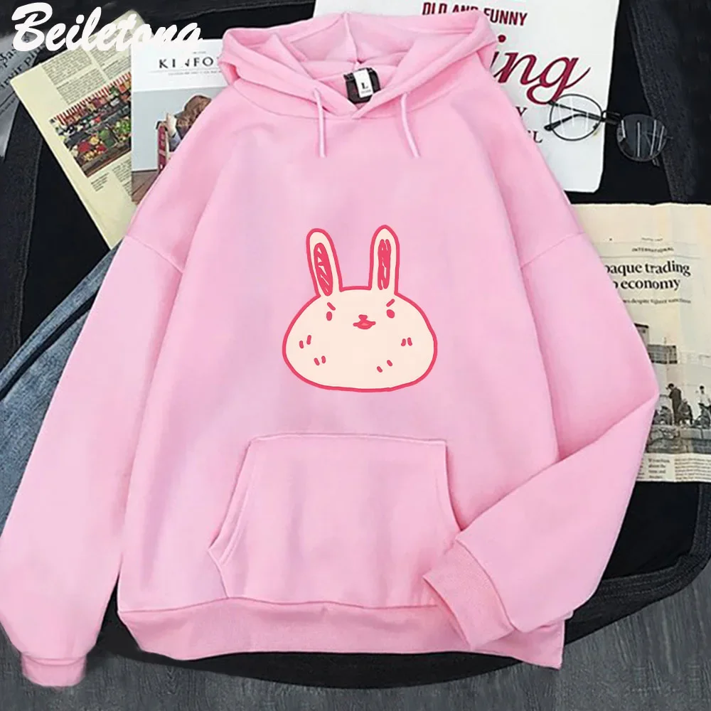 

Omori Hoddie Kawaii Pink Bunnyprinting толстовки для мужчин и женщин Harajuku толстовки с карманами модные пуловеры Большая одежда толстовки
