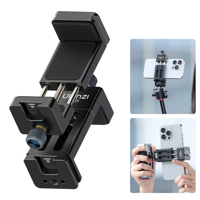 Ulanzi MA33 Arca Swiss Phone Mount Smartphone Holder Clamp Clip for Photograph Vlogging Livestreaming with Cold Shoe Mount