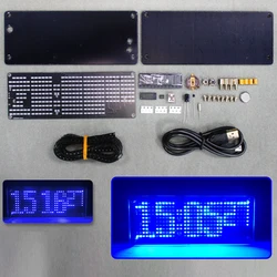 DIY LED Dot Matrix Clock Kit - Electronic Soldering Practice Project with USB Cable (Blue)