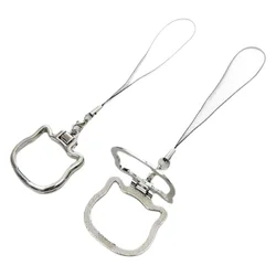 Versatile Phone Lanyard with Metal Ring Stand & Adjustable Strap Clip (Silver)