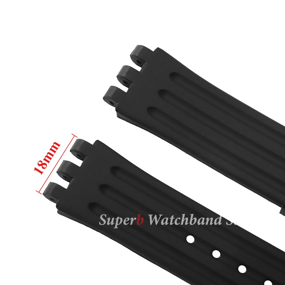Waterproof Silicone Sport Watch Strap - 18mm Rubber Wristband Replacement