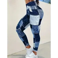 Women's Plus Size 1XL-5XL Casual Tights Sports Pants Casual Colored Slim Fit Pants Imitation Denim Tight High Waist Leggings