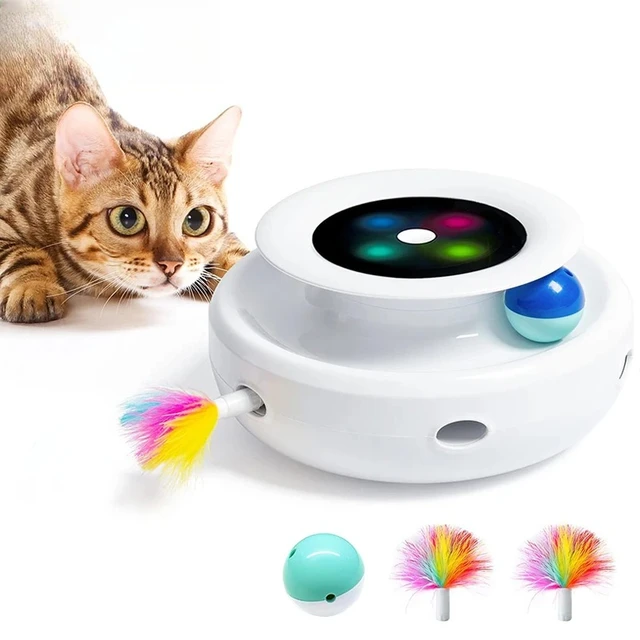 ROJECO 2 in 1 Smart Cat Toys Automatic Feather Fun Ball Toy Set For Cat Dog 5 Modes Electronic Interactive Pet Toy Accessories 1