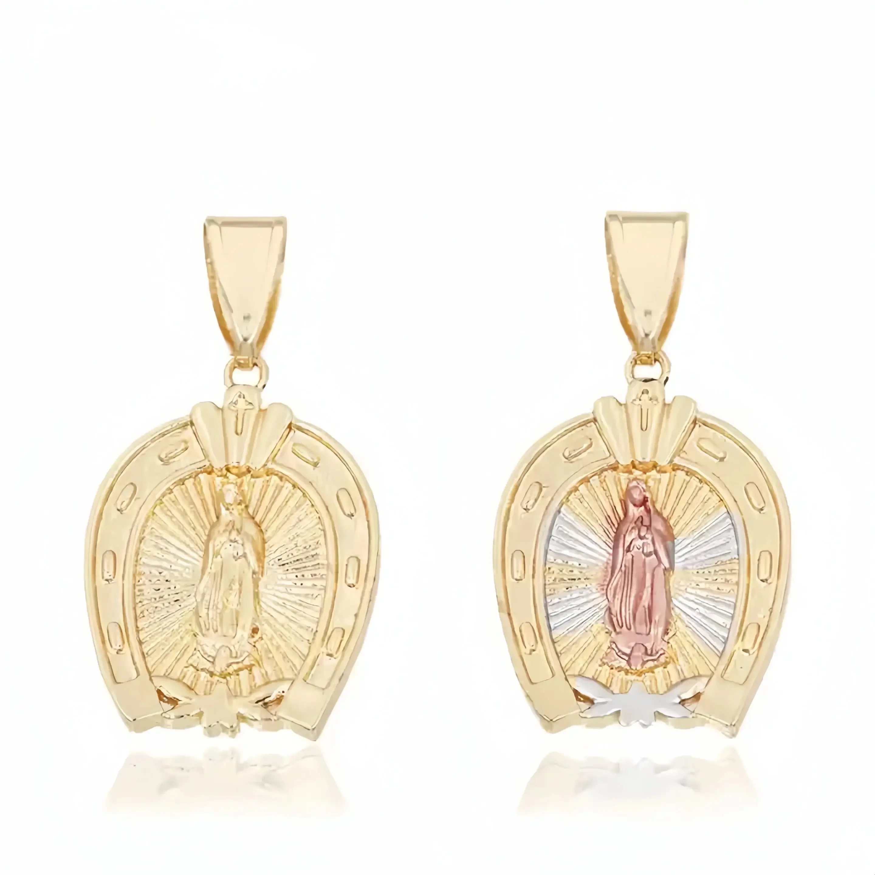 Ruixi New Religioso 18K Gioielli Cattolici Oro Laminado Por Mayoreo Ciondolo Collana Placcato Oro A Tre Colori Per Uomo E Donna