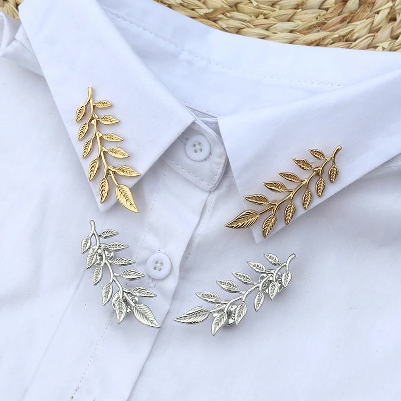 Women Vintage Triangle Shirt Collar Pin Collar Brooch Hollow Out Metal Men Brooch Clothes Decorative Cute Jewelry Accessories