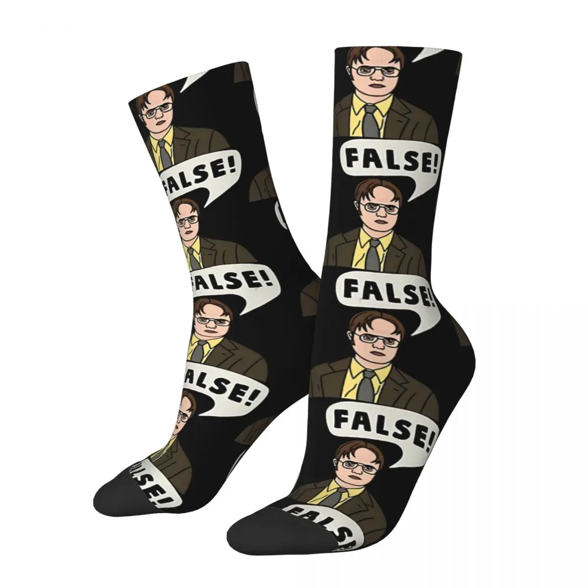 

Retro Dwight Schrute False Men's Socks The Office TV Unisex Harajuku Seamless Printed Crazy Crew Sock Gift