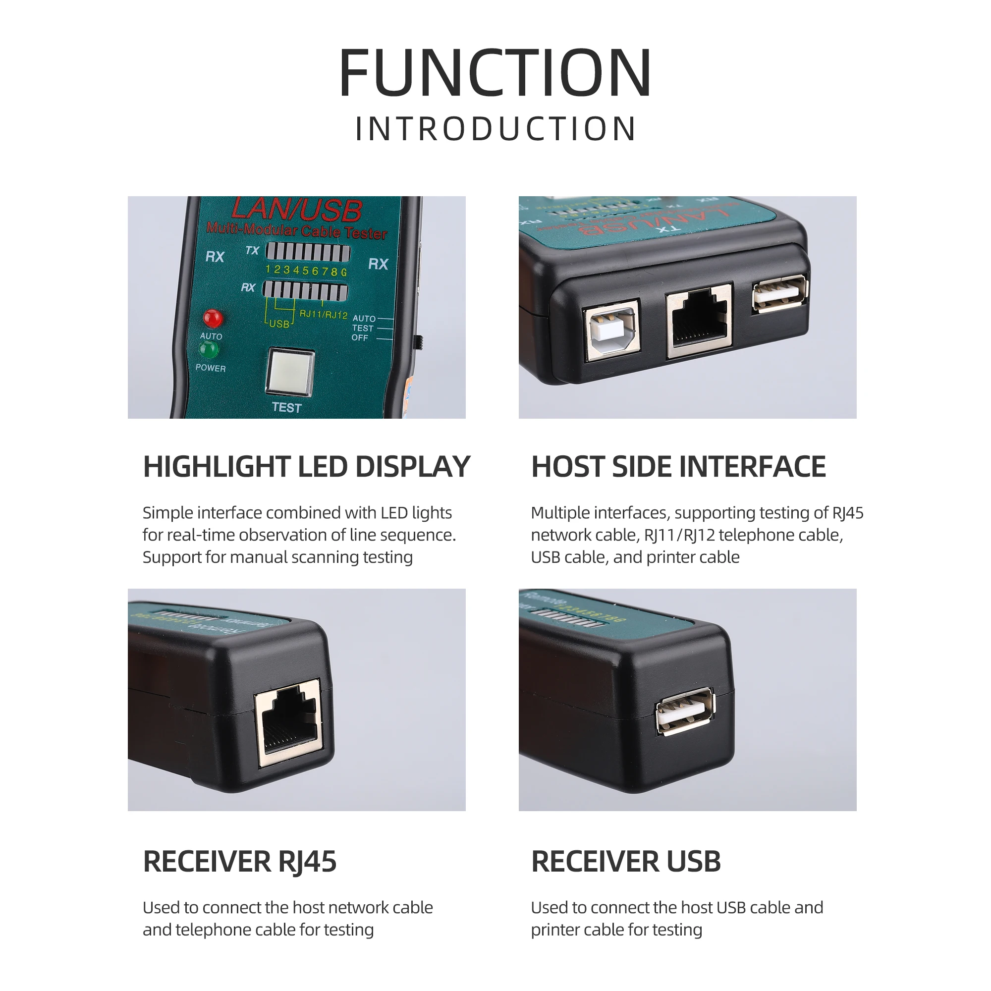 KELUSHI CT-168 Multi-Modular Network RJ45 Cat5 RJ11 Ethernet Hot Cable LAN USB Tester and USB Cable Test