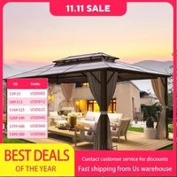 gazebo.YOLENY 10'x13' Hardtop Gazebo, Outdoor Polycarbonate Double Roof Canopy, Aluminum Frame Permanent Pavilion 1