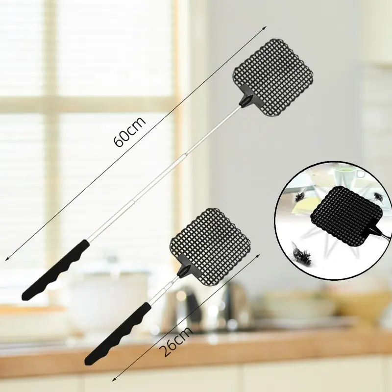 5 Pack Black Creative Fly Swatter Mosquito Swatter Stainless Steel Expansion Design Fly Repellent Supplies fly swatter