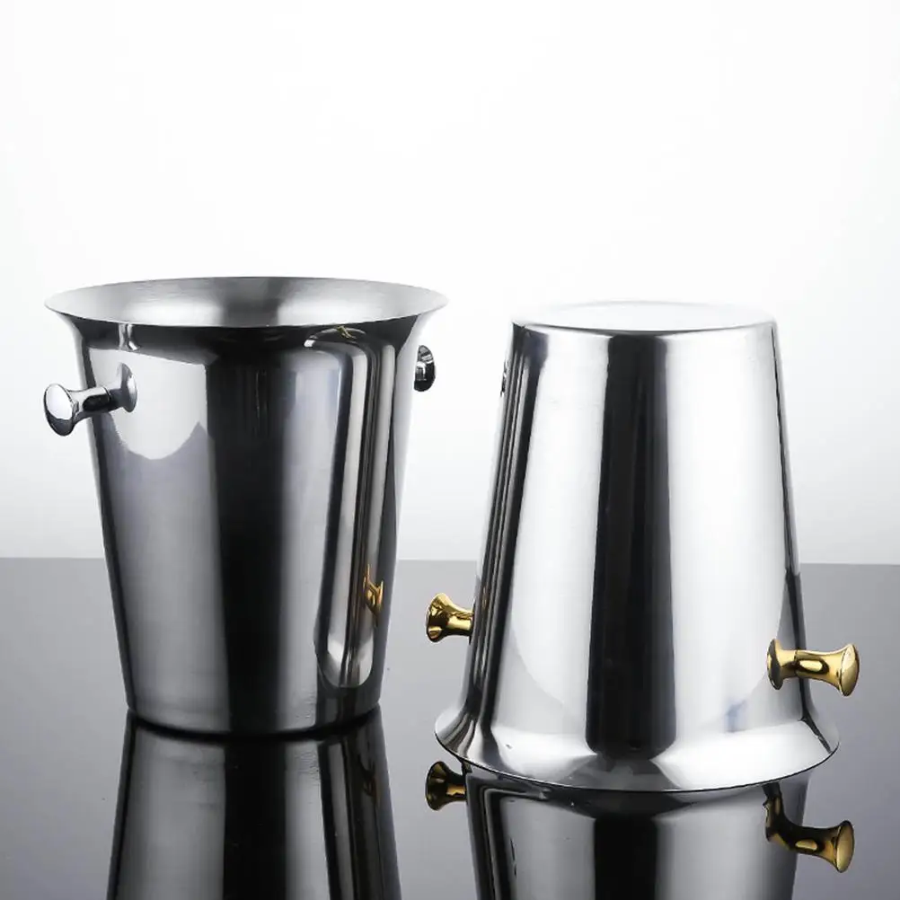 Ice Bucket Container for Bar Beer Buckets Round Cooling Stainless Steel