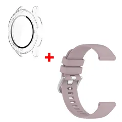Premium Silicone Watchband and Protective Case Set for Xiaomi Watch S3 with Glass Screen Protector (Purple 1)