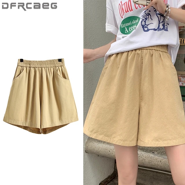 Plus Size Linen Shorts For Women Summer Shorts 2025 High Waist Wide Leg Loose Cargo Pants Women Korean Style Casual Shorts