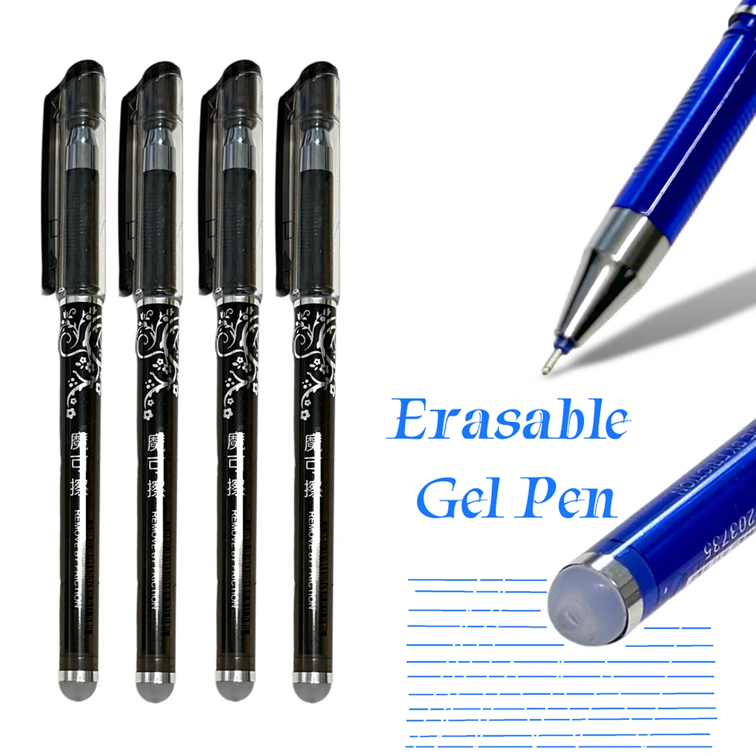Erasable Gel Pen Set for Smooth Writing - Blue and Black Ink for School, Office, and DIY Stationery Supplies