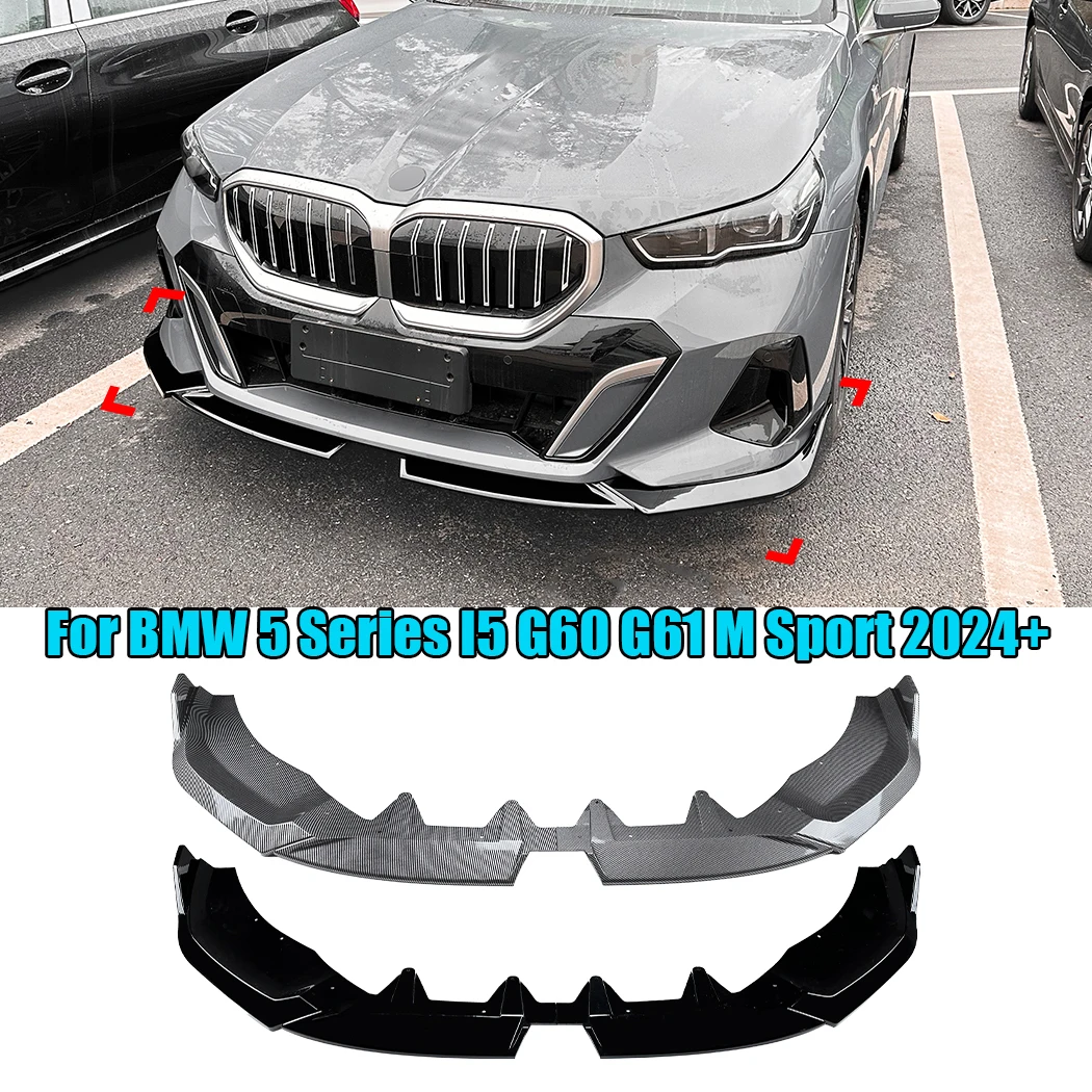 

For BMW 5 Series I5 G60 G61 M Sport 2024+ MP Car Front Bumper Lip Spoiler Splitter Body Kit Exterior Guard Decoration Accessorie