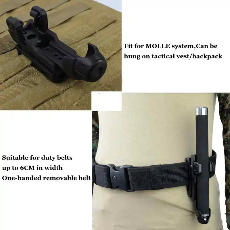 Tactical Baton Holder Pouch 360 Degree Rotating Baton Holster Anti-robbery Quick Release Locking Military Police Open Top