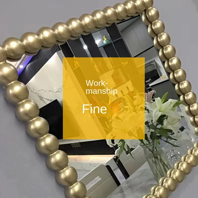 Square Spherical Wall Hanging Mirror Bedroom Decoration Three-dimensional Imitation Metal Dining Room Mirror Wall Hanging Decor 4