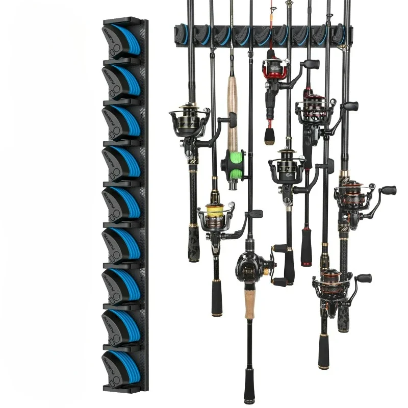 Vertical Wall Mounted Fishing Rod Holder Pole Rack Holds Up to 9 Rods or Combos fishing rod holder fishing rod bracket fishing rod support fishing rod rest