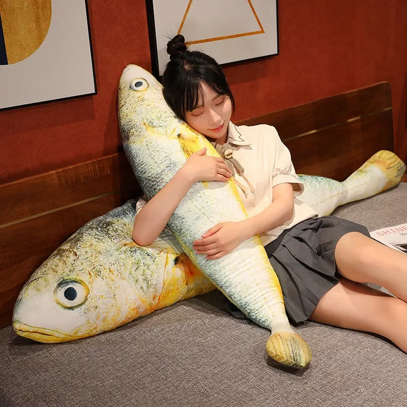 Plush Toys Giant Simulation Funny Fish Yellow Croaker Pillow Creative Sleep Cushion For Kids Girls