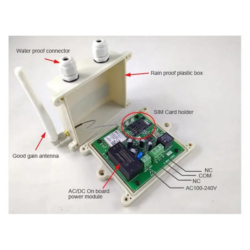 A92Z 무선 슬라이딩 도어 게이트 오프너 릴레이 스위치 RTU5024 GSM 방수 원격 액세스 제어 앱 지원