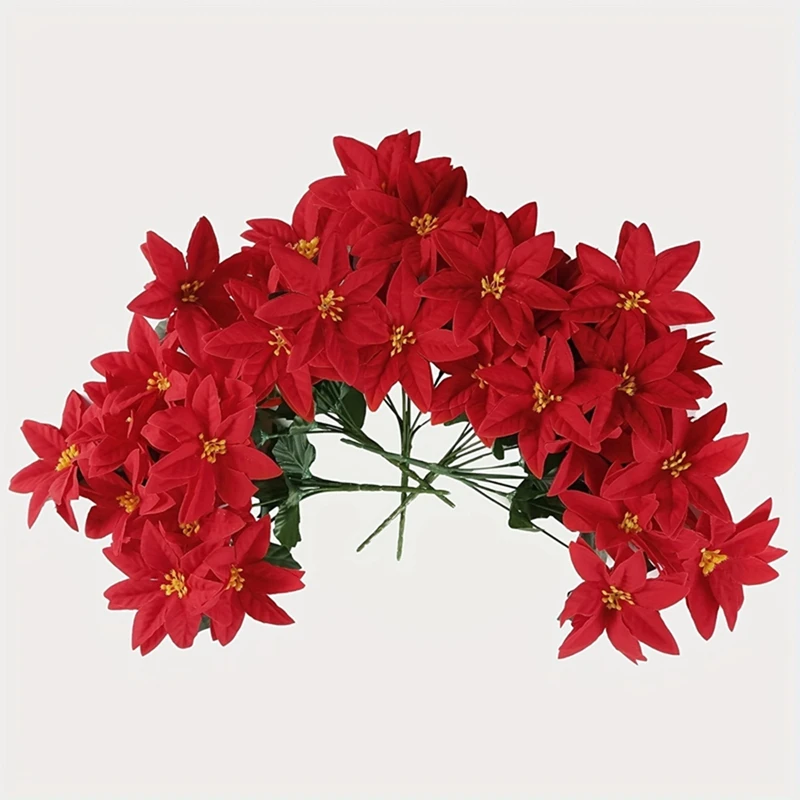 33 cm roter Weihnachtsblumenstrauß, Weihnachtsdekoration für Heimdekoration, Party, Vase, künstliche Blumen, Neujahr 2026 Ornament-Zubehör – Detail 5