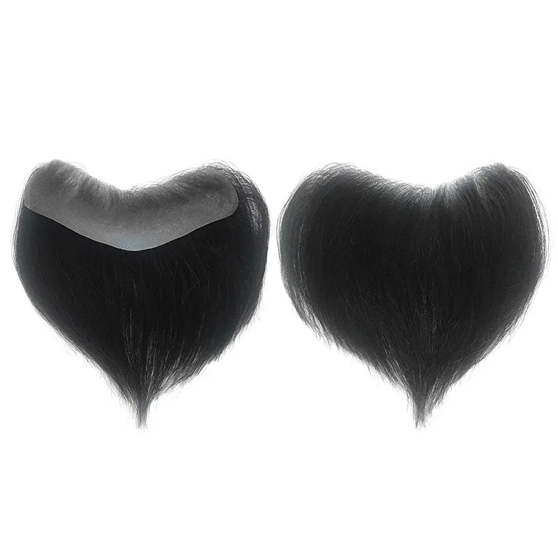 Gerader Vstyle-Front-Echthaaransatz für Männer, dünne Haut, Voll-PU, 0,08 mm, indisches Echthaarteil, Vloop, natürliches Echthaar-Toupet-Perücke – Detail 9
