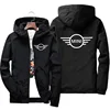 Men's Hooded Bomber zipper Jacket, Latest Mini Cooper pattern Print, Xipper Casual Windbreaker, Fashion Car, Spring and autumn 1