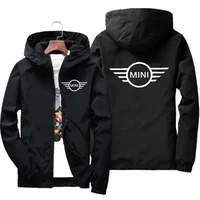 Men's Hooded Bomber zipper Jacket, Latest Mini Cooper pattern Print, Xipper Casual Windbreaker, Fashion Car, Spring and autumn 1