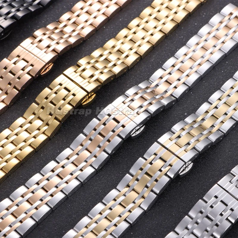 Premium Stainless Steel Watch Strap with Deployment Clasp - Adjustable Metal Band