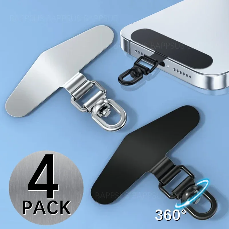 Parches De Cordón Para Teléfono En Forma De Corazón | 4 Unidades (oro Rosa, Oro, Negro, Plata) | Giran 360° | Para Fundas De Cobertura Total