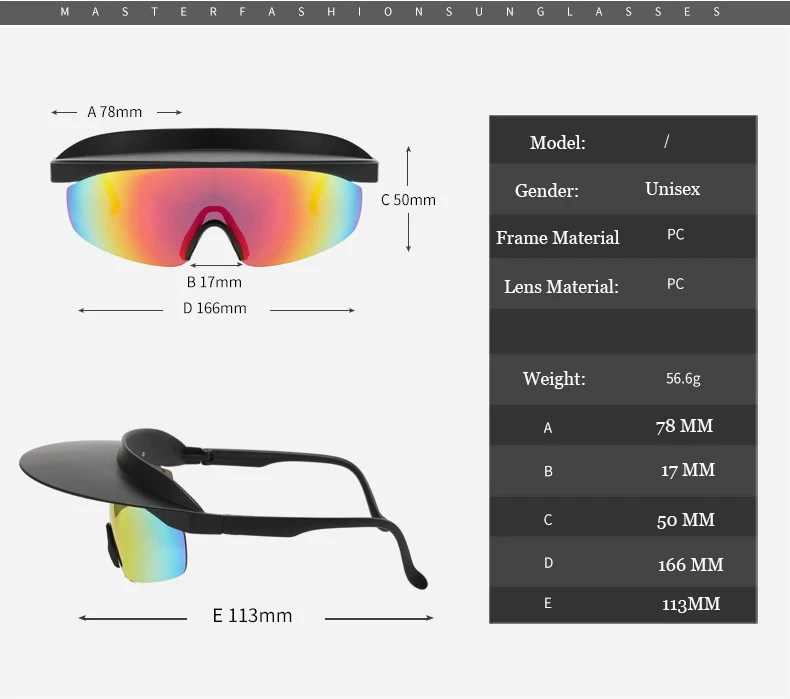 Lunettes de soleil de cyclisme oversized visière sport_voghion.com