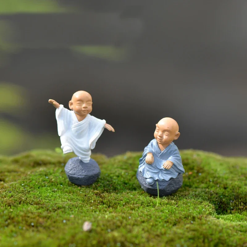 4pcs Figurine Fairy Home Decoration Accessories Kawaii Chinese Buddhist Monks Miniature Bonsai Garden Furniture Resin Craft miniature ornament,ornament crafts,miniature figurines,resin crafts accessories,resin ornaments,resin crafts