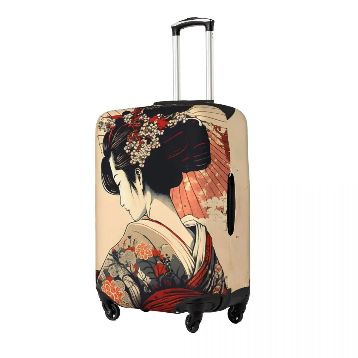 Japanese Geisha Art  Print Luggage Protective Dust Covers Elastic Waterproof 18-32inch Suitcase Cover Travel Accessories 2