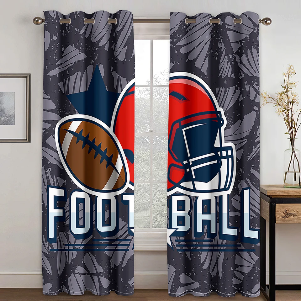 Cool Sports Baseball Helmat Boys Window Curtains in Kids Bedroom Living Room  Hall Treatments Kitchen Decor Drapes Blinds 2Pieces