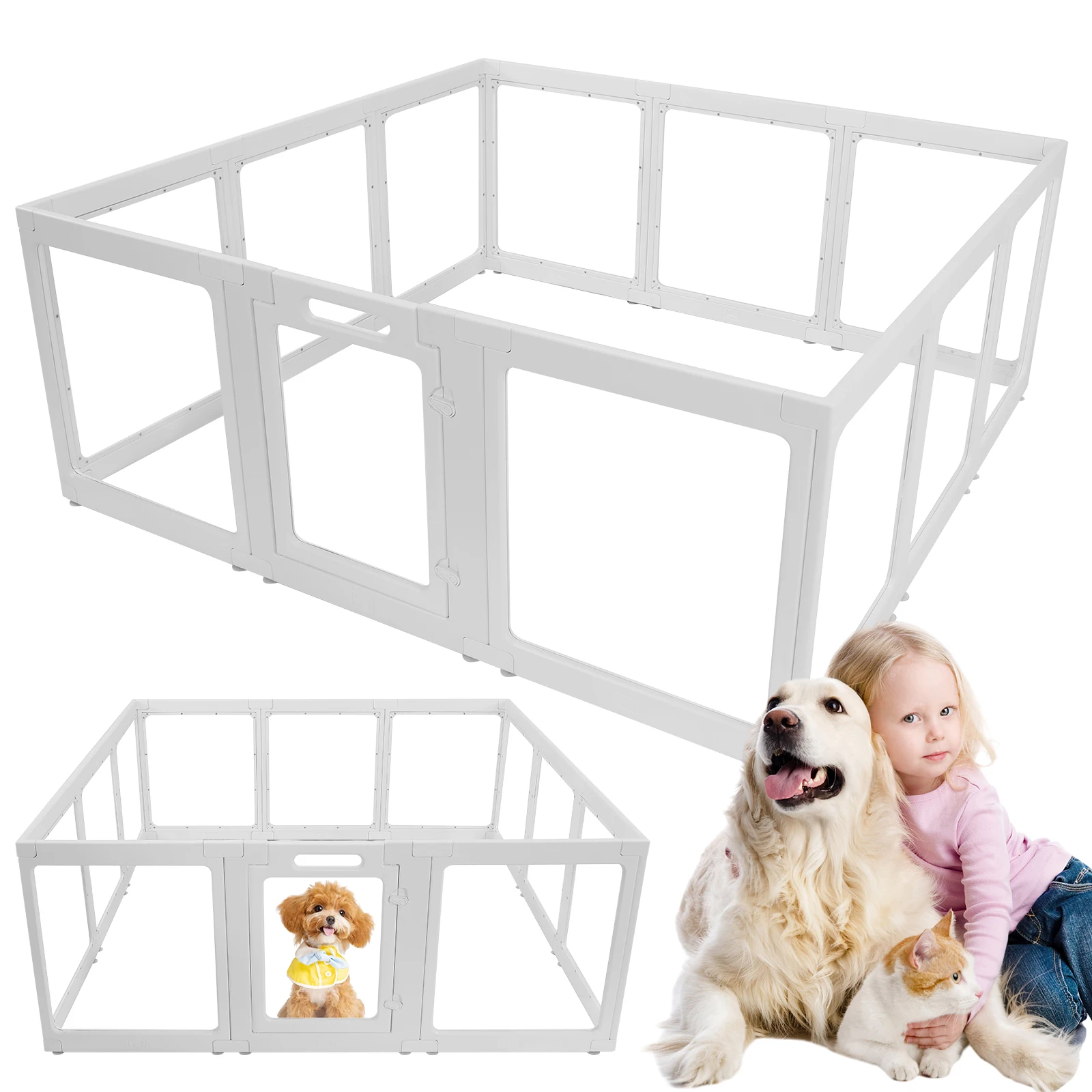 Clear Acrylic Puppy Playpen Easy Assemble Pet Pen for Puppy (12pcs 150*150cm)