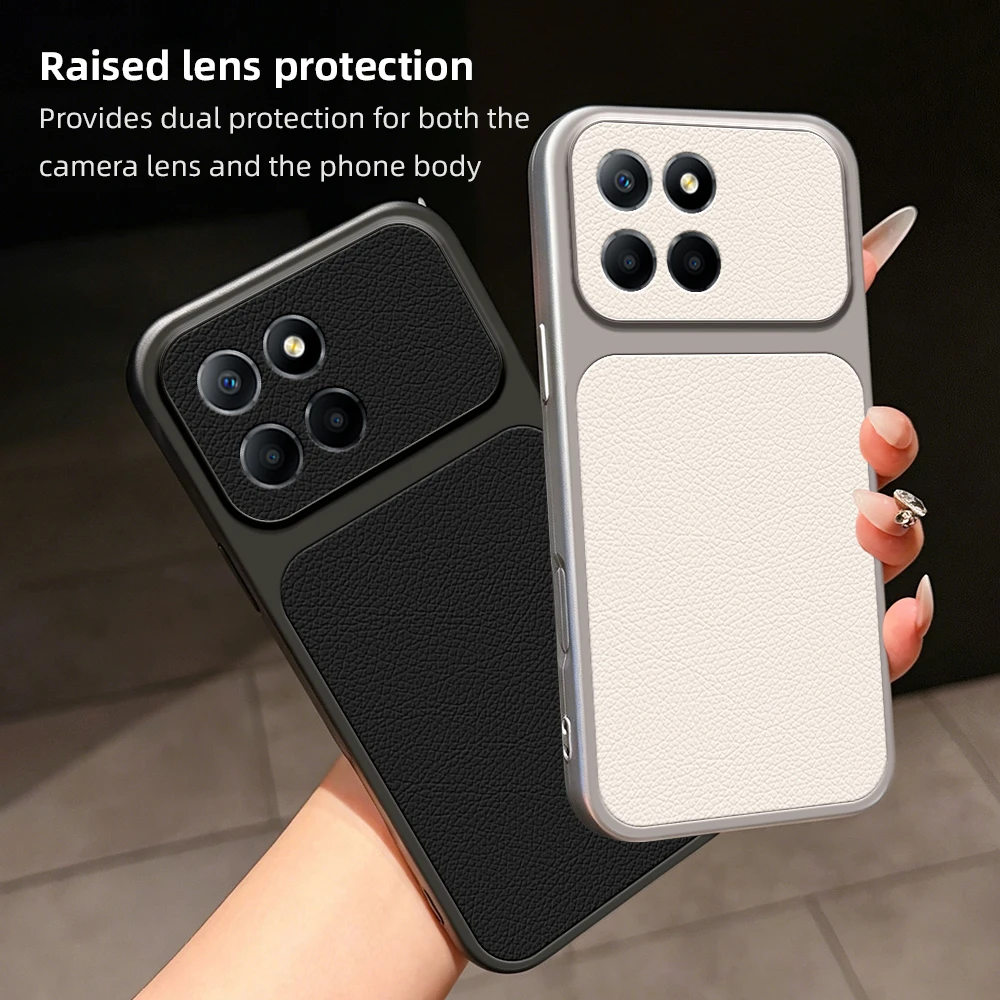 Luxury Leather Matte Back Cover with Lens Protection