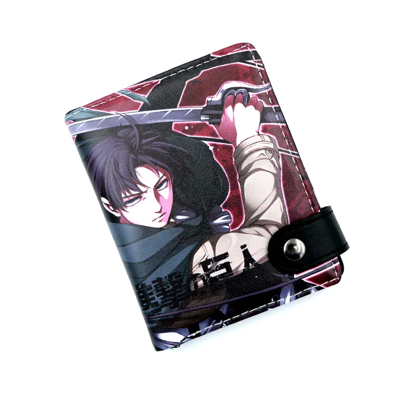 

Attack on Titan Shingeki No Kyojin PU Leather Short Front Button Wallet Coin Purse with Interior Zipper Pocket