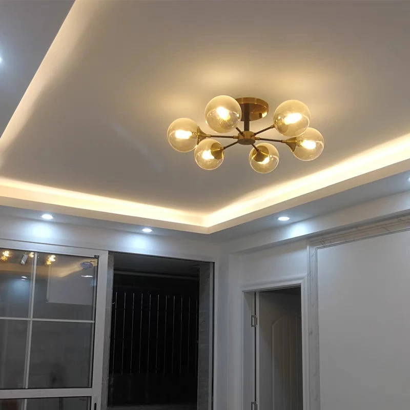 LED Chandelier Ceiling Chandelier LED Pendant Light Nordic Simple Glass Chandelier for Living Room Bedroom