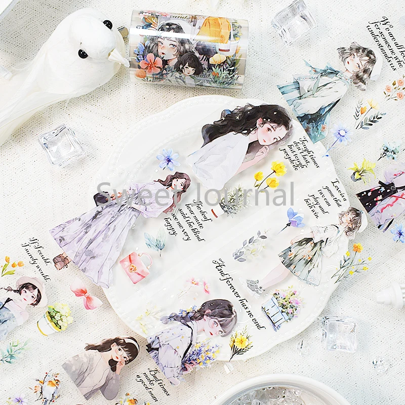 2m/Roll Vintage Lady PET Tape Fashion Hepburn Decorative Adhesive Stickers for Scrapbooking Journal Aesthetic Collage Material