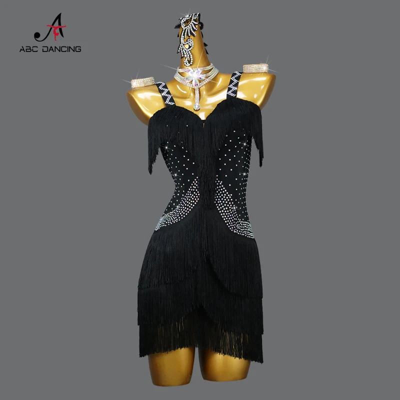 

New Women Latin Dance Tassel Competition Dress Sexy Party Ballroom Line Skirt Practice Wear Outdoor Female Clothing Cabaret Suit