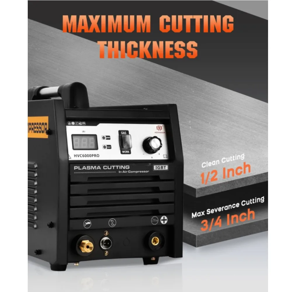 HZXVOGEN Cutter HVC6000Pro Inverter Welding Machine Built in Compressor With Air Pump Plasma 70% Duty For alloy,copper,aluminum 6