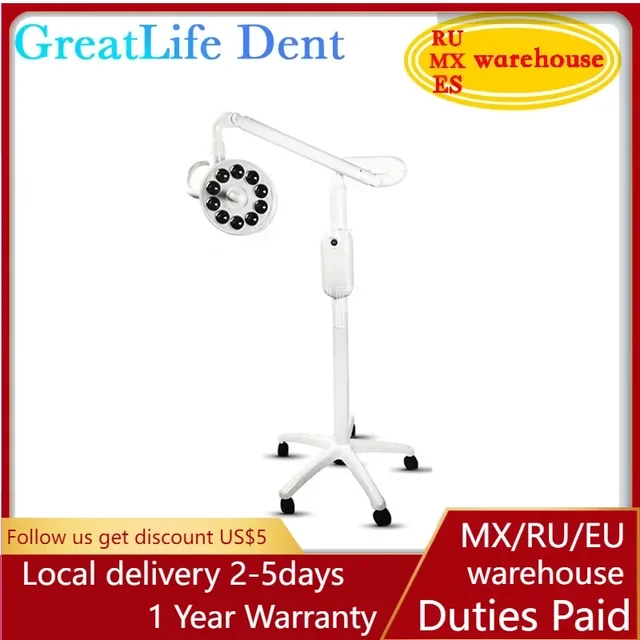 GreatLife Dent 30w 10Leds Mobile Cold Led Surgical Exam PET Gynecological Medical Shadowless Stand Dental Operating Lamp Light