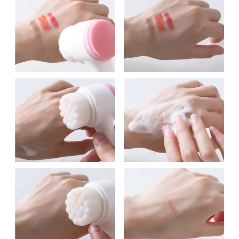 Make Up Brush, 3D Bilateral Silicone Facial Cleanser Manual Massage Facial Brush Soft Bristles Silicone Double Sided Face Brush